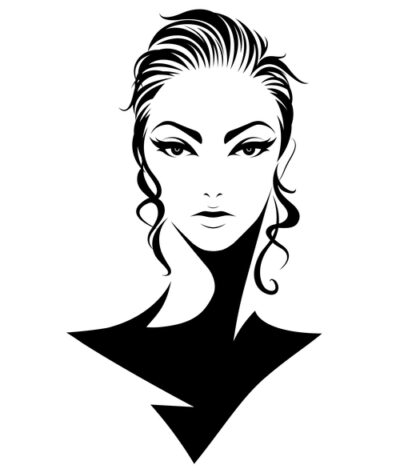WOman Avatar, Black and White. women short hair style icon, logo women on white background